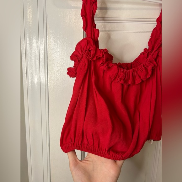 Forever 21 Red Ruffle Strap Tank Size Large - Picture 2 of 5